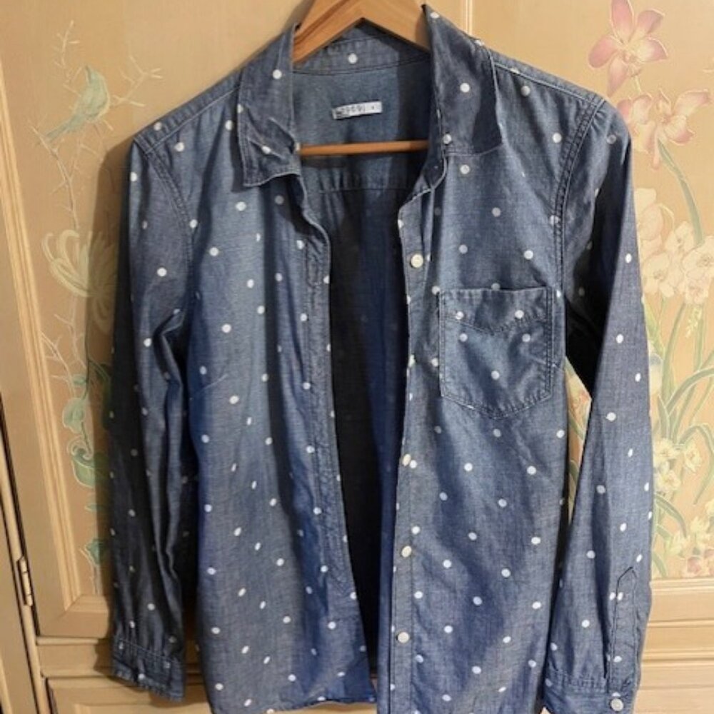 GAP Blue Polka Dot 100% Cotton Button Down Shirt Size S
